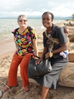 Jenny with Stella on lake Malawi
