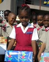 Children from St Mary's school with the Make Jesus Smile shoebox project