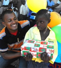 Seen here Hassan Jean Baptiste the Methodist reporter that assisted us with the Make Jesus Smile shoebox project 