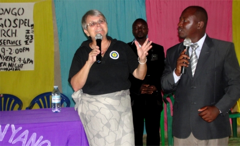 Jenny teaching at Nyangrongo Full Gospel Pastors seminar child evangelism and Moringa Community Project training