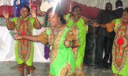 Seen here, Pastor Stella, Bishope David's beautiful wife, dancing and praising God.