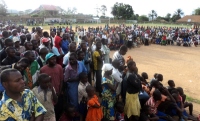 The crusade was held at the Beni sports stadium and drew a crowd.
