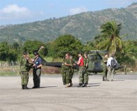 Dan and Don Warren arrived at Jacmel airport on an American Military flight