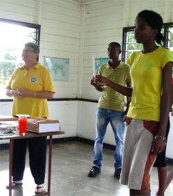 The students were trained using visual aids and drama.