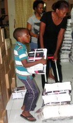 Love Packages container unpacked at Mount Zion Mission International church