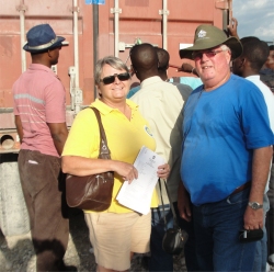 Seen here Phil Edwards from the Living Room and Jenny Tryhane founder of UCT stood in front of one of the containers.