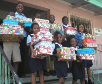 St Silas students with the Make Jesus Smile Christmas shoeboxes