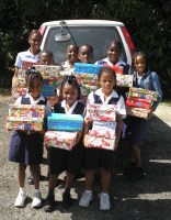 St Silas students with the Make Jesus Smile Christmas shoeboxes