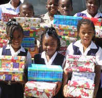 St Silas students with the Make Jesus Smile Christmas shoeboxes