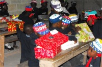 Children with the Make Jesus Smile shoeboxes