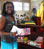 Seen here receiving the gift from Ann Gill Memorial Methodist church in Barbados.