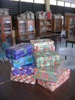 Queens College Secondary School in Barbados pack Easter Make Jesus Smile shoeboxes  Easter 2009