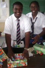 Queens College Secondary School in Barbados pack Easter Make Jesus Smile shoeboxes  Easter 2009