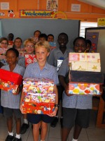 Wills Primary School with their Easter shoe boxes