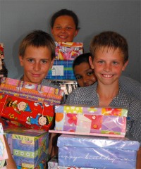 Wills Primary School with their Easter shoe boxes