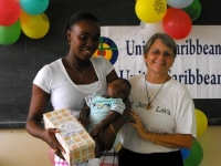 Jenny Tryhane in Suriname distributing the Make Jesus Smile shoeboxes in Brokoponda