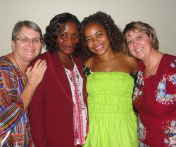 Praise God this became a reality in Jan 2011 as Jenny visited Uganda, seen here with MaMa, Bishop Pinos' wife, Maggie Pastor Abrahams wife and Pastor Laura. 