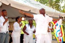 Singing group IDMC had the audience do the electric slide as the sang Lord I Lift Your Name On High to the beat of Michael Jackson's ABC compliments of the Nation News