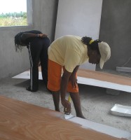 WYAM in Carriacou 2006 painting the  ply for the  ceiling