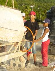 The 'youth of the island' working on the  new church in Carriacou