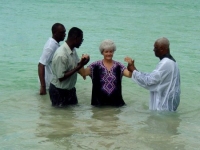 Barbara's baptism in the crystal clear waters of the Caribbean