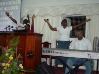 Praise and Worship at Power in the Blood with Bishop Vibert Lowe.