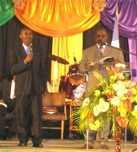 Pastor Duncan Mboma in Barbados for the New Testament Church of God Missions Convention 2006 with Biship Lizimba