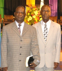 Bishop Lizimba, the National Overseer of the Full Gospel Church of God in Barbados at the New Testament Church of God Mission Convention 2006 with Bishop Brewster