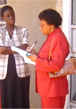 Dr Veronica Evelyn seen herewith with a teacher at Tender Talent Magnet School. 