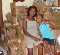 Family Hampers were distrbuted as far north as Goniave, St Marc, Bon Repos, Jacmel in the south, Petit Gouve (seen here at the Methodist base) and Les Cayes.
